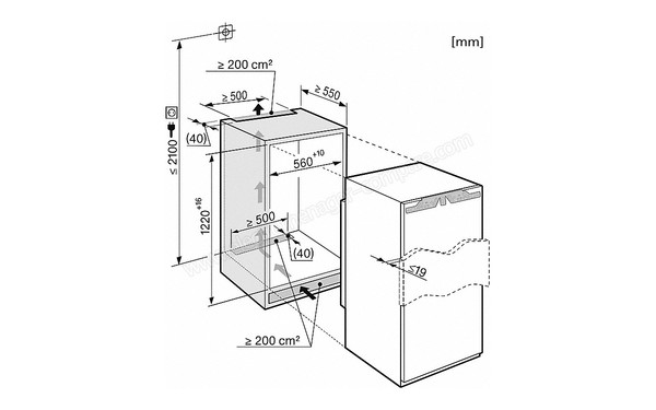 MIELE K 34282 iDF - Sch&eacute;ma de l'encastrement