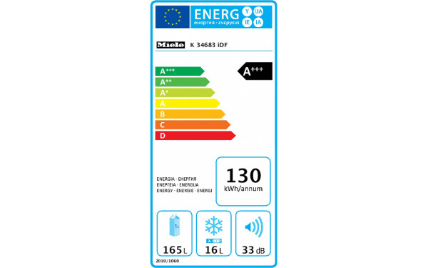 MIELE K 34683 iDF - &Eacute;tiquette &eacute;nergie