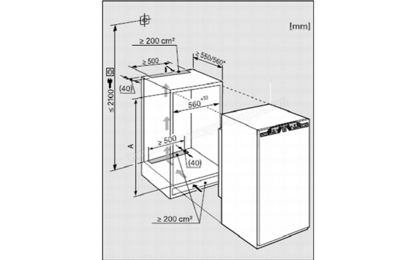 MIELE K 37252 iD - Sch&eacute;ma technique cotes d'encastrement