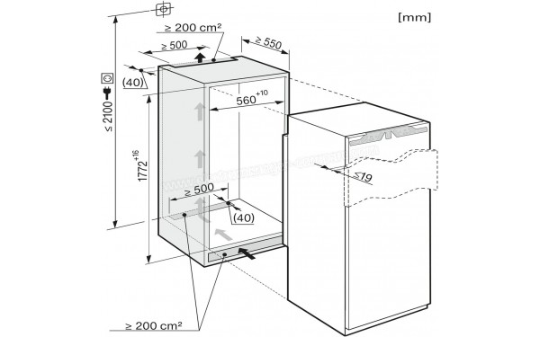 MIELE K 37672 iD - Sch&eacute;ma technique dimensions d'encastrement