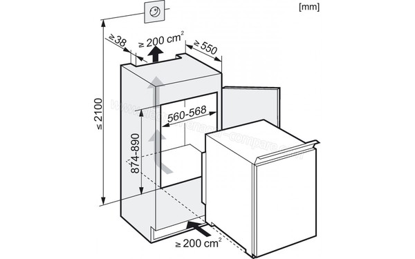 MIELE K 9212 i - Schema d'encastrement