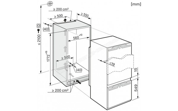 MIELE KF 37673 iD - Sch&eacute;ma technique d'encastrement