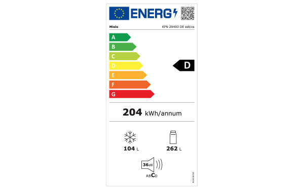 MIELE KFN 29493 DE EDT/CS - &Eacute;tiquette &eacute;nergie v2