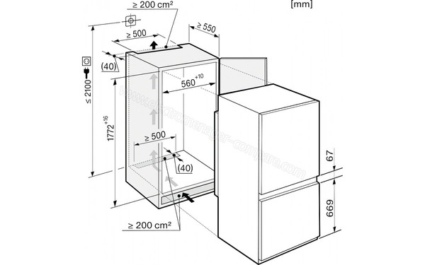 MIELE KFN 37132 iD - Sch&eacute;ma d'encastrement