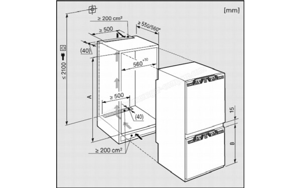 MIELE KFN 37432 iD - Sch&eacute;ma technique cotes d'encastrement