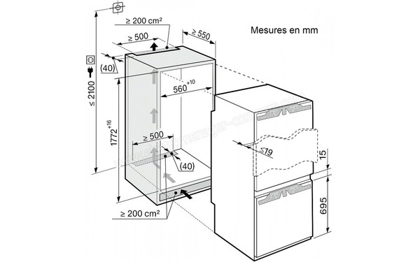 MIELE KFN 37682 iD - Sch&eacute;ma d'encastrement