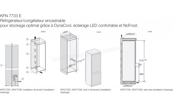 MIELE KFN 7733 E - Dimensions