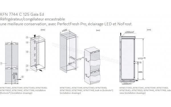 MIELE KFN 7744 C 125 Gala Ed - Dimensions