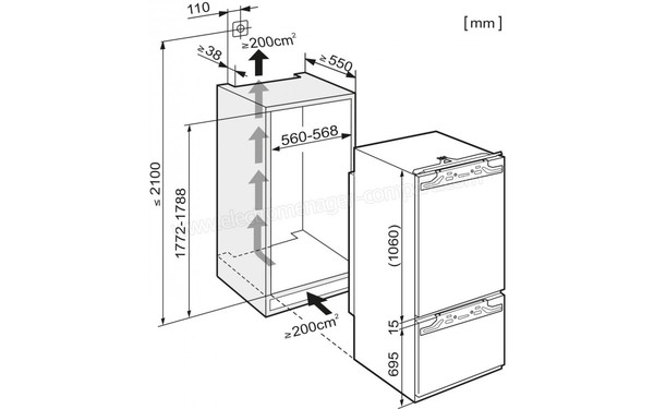 MIELE KFN 9758 iD-3 - Schema d'encastrement