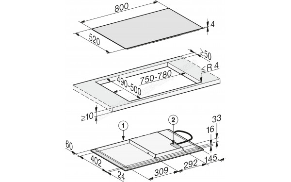 MIELE KM 7373 FL - Dimensions