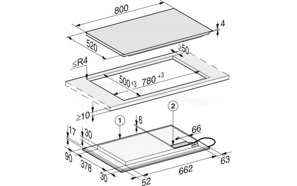 MIELE KM 7576-2 FL 125 Gala Ed - Dimensions