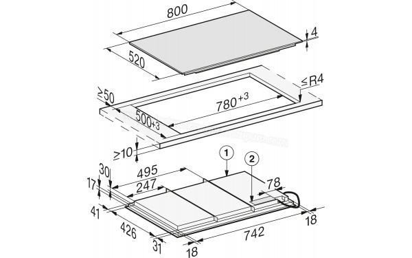 MIELE KM 7878-2 FL Diamond - Dimensions