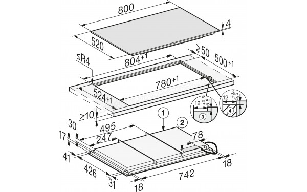 MIELE KM 7878-2 FL Diamond - Dimensions