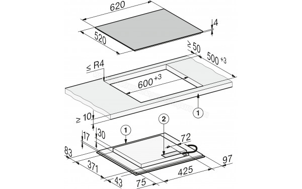 MIELE KM 8565 FL MattFinish - Dimensions