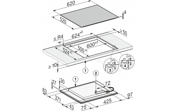 MIELE KM 8565 FL MattFinish - Dimensions