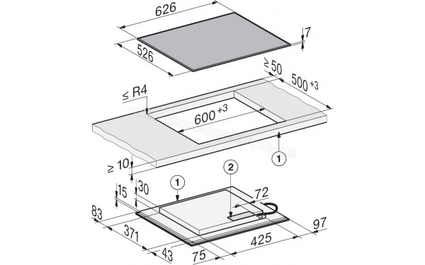 MIELE KM 8565 FR - Dimensions