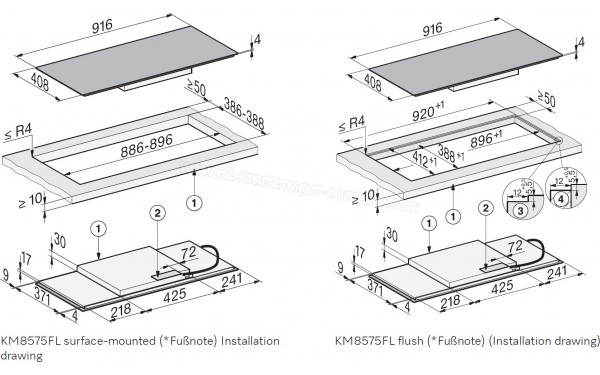 MIELE KM 8575 FL - Dimensions