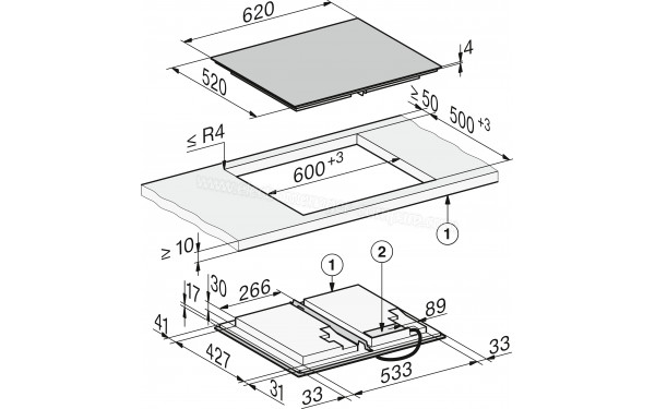 MIELE KM 8665 FL - Dimensions