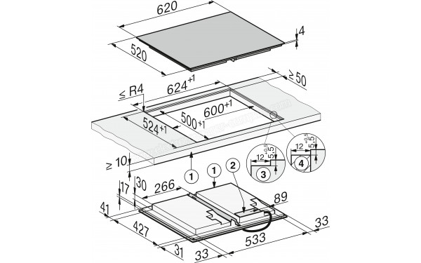 MIELE KM 8665 FL - Dimensions