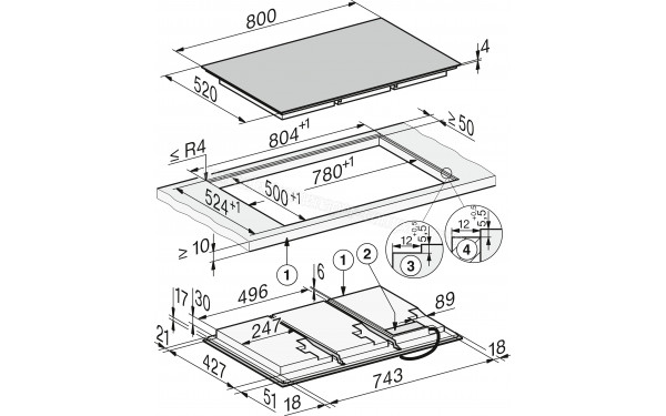 MIELE KM 8684-2 FL - Dimensions