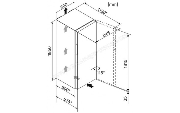 MIELE KS 28463 D ed/cs - Dimensions (cr&eacute;dit : Boulanger)