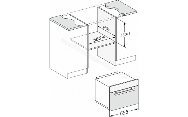 MIELE M 7244 TC GR - Sch&eacute;ma technique encastrement dans un meuble bas