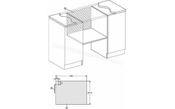 MIELE M 7244 TC GR - Sch&eacute;ma technique raccordement du meuble bas