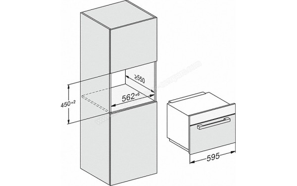 MIELE M 7244 TC GR - Sch&eacute;ma technique encastrement en colonne