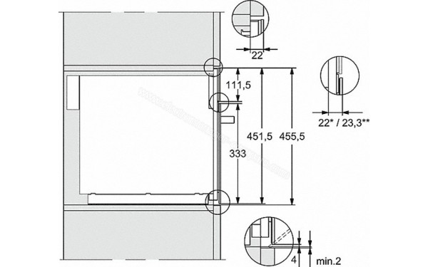 MIELE M 7244 TC IN - Sch&eacute;ma technique vue lat&eacute;rale