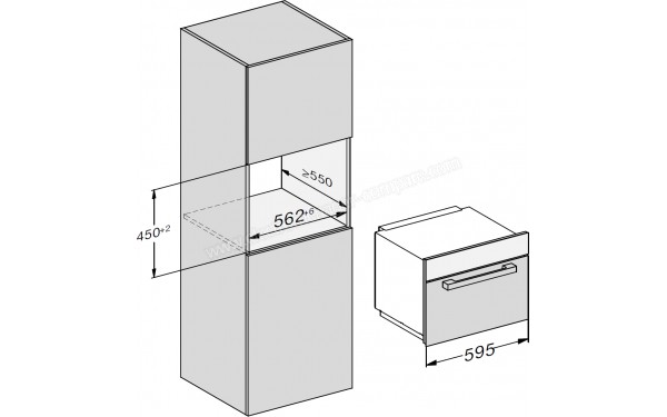 MIELE M 7244 TC NR - Sch&eacute;ma technique encastrement en colonne