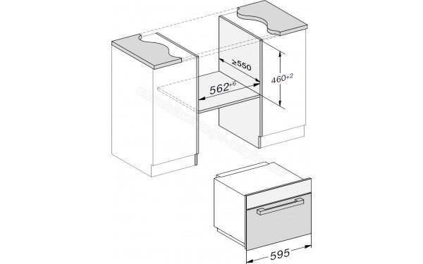 MIELE M 7244 TC NR - Sch&eacute;ma technique encastrement dans un meuble bas