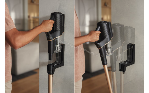 MIELE Duoflex HX1 Extra Blanc Brillant SQLL0 - Vue sur la station murale de chargement