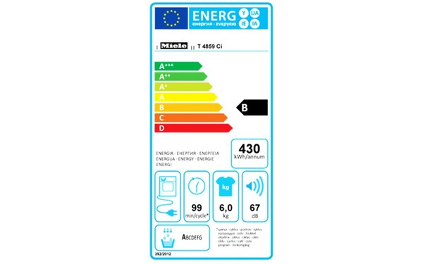 MIELE T 4859 Ci CHD inox - &Eacute;tiquette &eacute;nergie