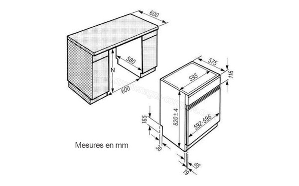 MIELE T 4859 Ci CHG Inox - Sch&eacute;ma d'encastrement (cr&eacute;dit : Boulanger)
