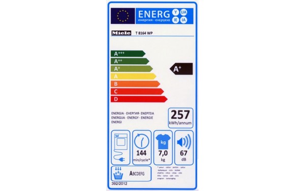 MIELE T 8164 WP - &Eacute;tiquette &eacute;nergie