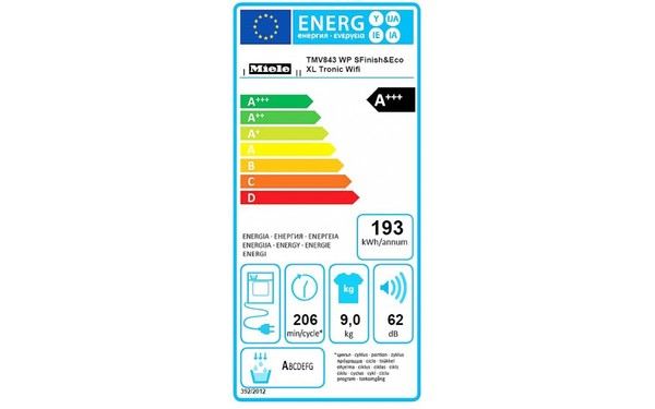MIELE TMV 843 WP - &Eacute;tiquette &eacute;nergie