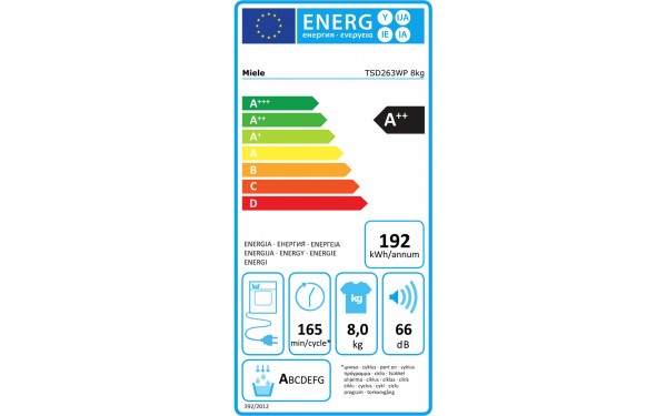 MIELE TSD 263 WP - &Eacute;tiquette &eacute;nergie
