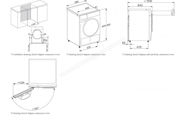MIELE TWC640WP - Dimensions