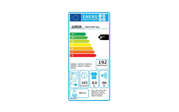 MIELE TWD 260 WP - &Eacute;tiquette &eacute;nergie