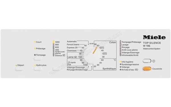 MIELE W 196 - Panneau de commandes (cr&eacute;dit : Boulanger)