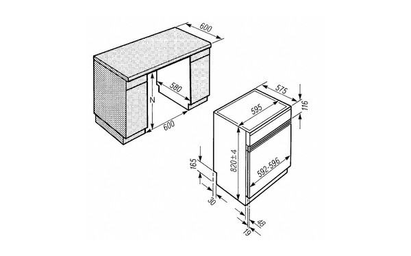 MIELE W 2819 i CHD - Sch&eacute;ma d'encastrement