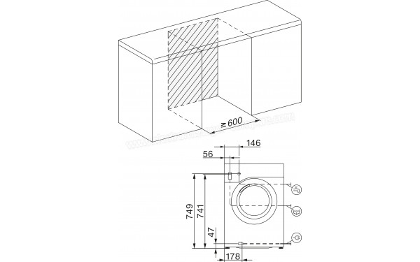 MIELE WCA 120 WCS - Dimensions