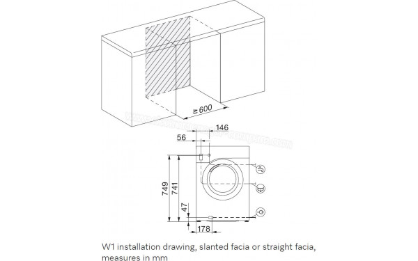 MIELE WCA 132 WCS - Dimensions