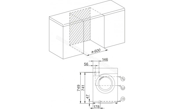 MIELE WCD164 WCS - Dimensions