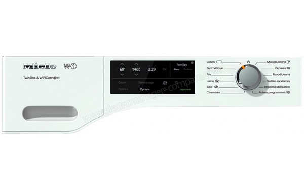 MIELE WCE 760 - Panneau de commandes (cr&eacute;dit : Darty)