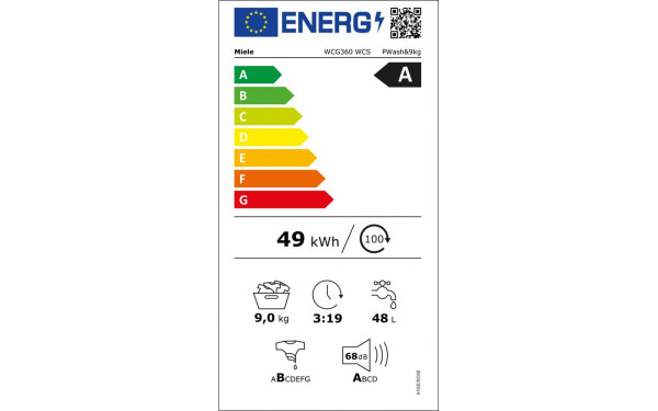 MIELE WCG 360 - &Eacute;tiquette &eacute;nergie v2
