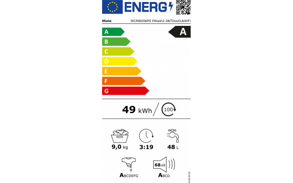 MIELE WCR 860 WPS - &Eacute;tiquette &eacute;nergie v2