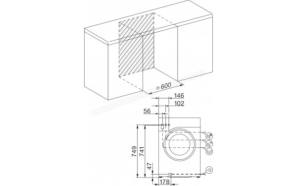 MIELE WSD 383 WCS - Dimensions