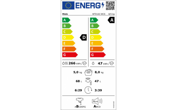 MIELE WTD 163 WCS - &Eacute;tiquette &eacute;nergie v2