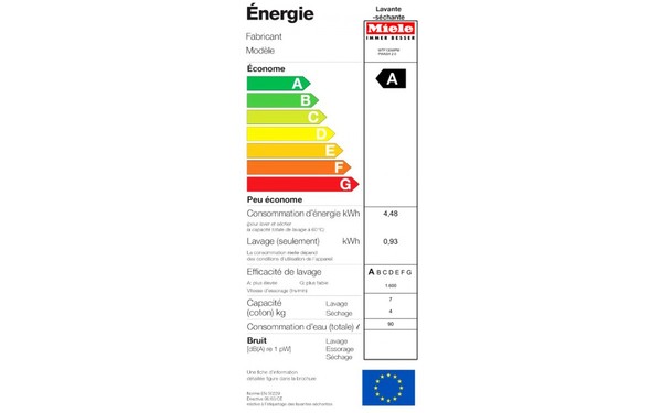 MIELE WTF 130 WPM - &Eacute;tiquette &eacute;nergie